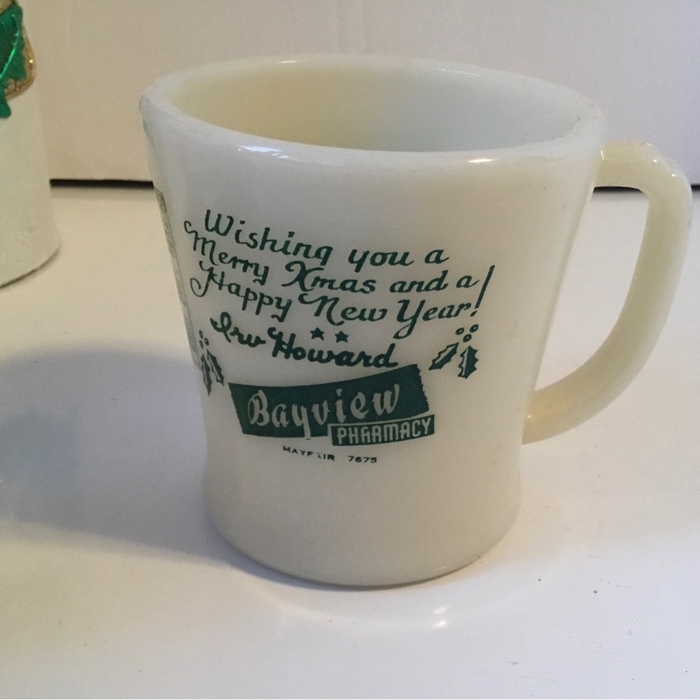 Fire King 1953 Holiday White Promo Mug